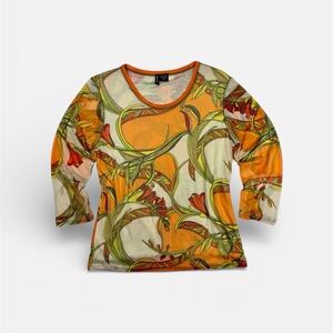 Lynn Ritchie 100% Silk Botanical Mesh Lined Top